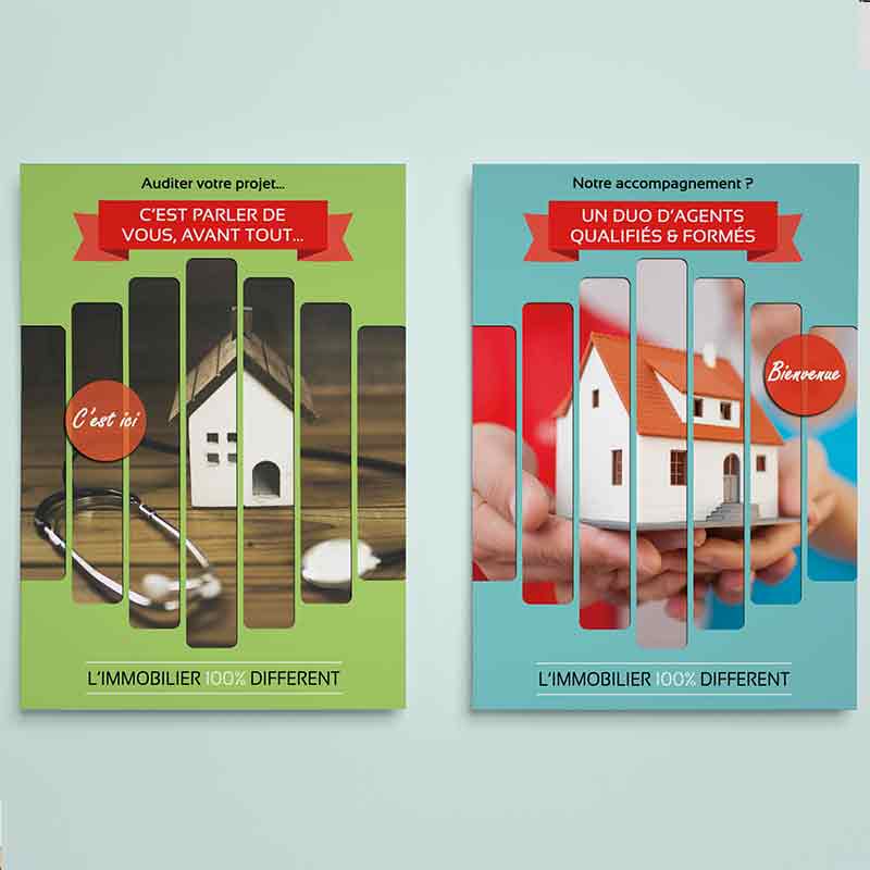 Posters sur les prestations du concept immobilier 100 différent